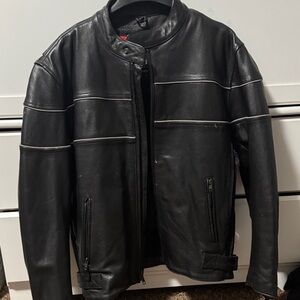 Men's Black Leather Bomber Jacket